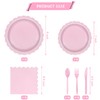 150Pcs Pink Paper Plates and Napkins,Light Pink Party Supplies Include