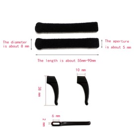 6 Pairs Anti-Slip Elastic Comfort Eyeglasses Temple Tips Sleeve with 6 Pairs Eyeglass Ear Grips，Soft and Well-Fitting Glasses Ear Cushion, Silicone Elastic Eyeglasses Temple Tips Sleeve Retainer