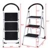SlickBlue Heavy Duty Folding Stool 3-Step Ladder with Rubber Pads