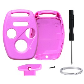 WKEDQAF No Key Cutting or Programming Needed Replacement Keyless Entry Key Fob Shell Case Fit for Honda 2006-2013 Civic EX / 2003-2012 Accord / 2009-2015 Pilot /2005-2006 CR-V (1-Pink)