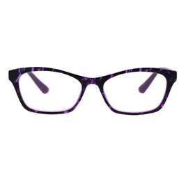 SA106 Womens Rectangular Marble Print Plastic Strength Reading Glasses Purple Marble