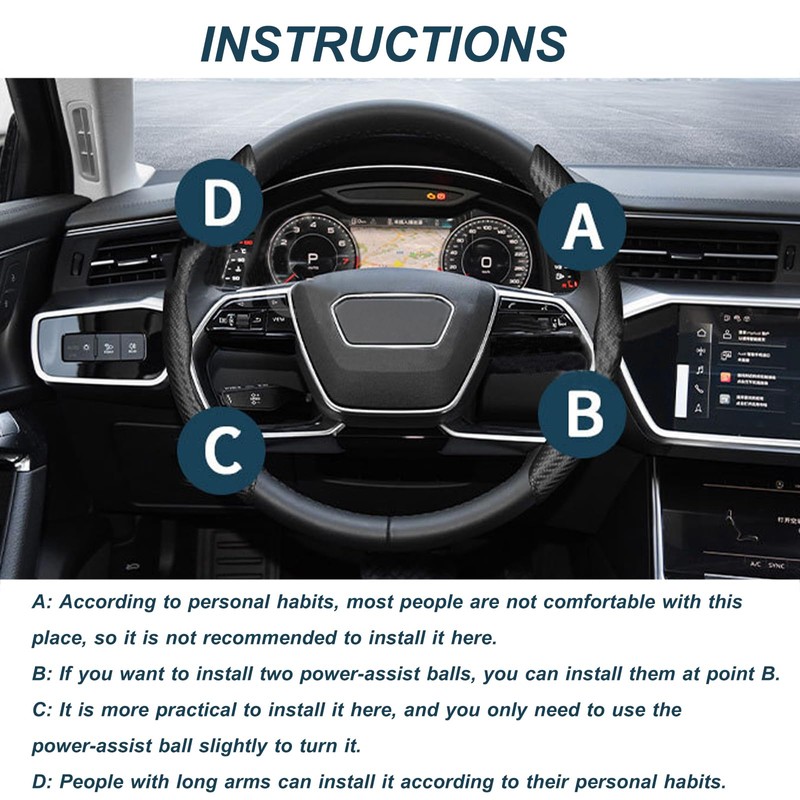 EOHMAK Car Steering Wheel Spinner Knob Acrylic Crystal Steering Wheel