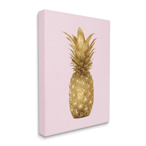 Stupell Industries Golden Glam Pineapple Fruit Over Pink, Designed by