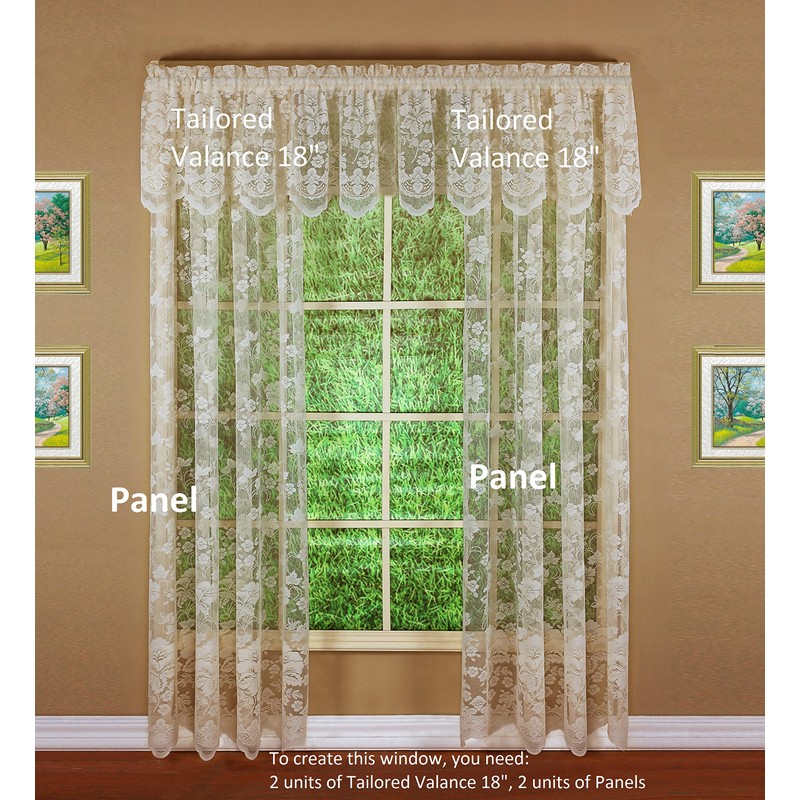 Today's Curtain Floral Vine Lace Panel 72", Ivory, 60W x