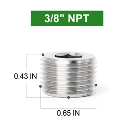 TAISHER 20PCS 304 Stainless Steel Internal Hex Thread Socket Pipe Plug Fitting 3/8" NPT Male