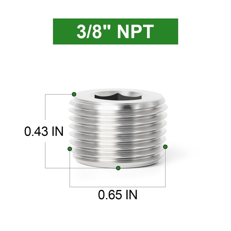 TAISHER 20PCS 304 Stainless Steel Internal Hex Thread Socket Pipe