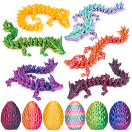 KittyCode 6PCS 3D Printed Dragon Egg, Mystery Dragon Eggs with Dragon Inside, 3D Printed Animals Dragon Toys for Kids, 3D Printer Dragon Eggs Kindergarten Graduation Gifts for Boys Girls