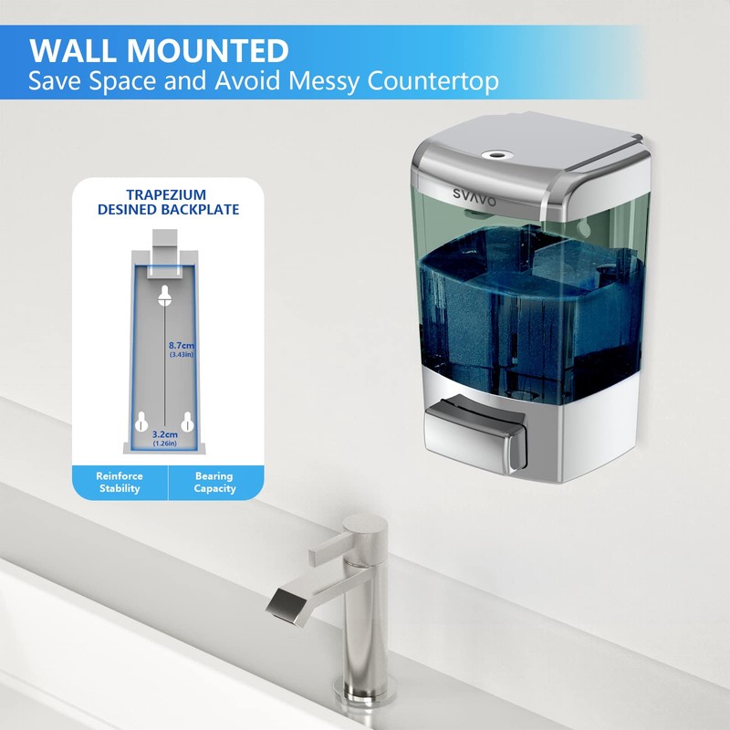 SVAVO Wall Mounted Soap Dispenser Kitchen Bathroom Manual Soap Dispenser