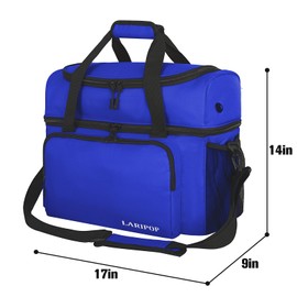 LARIPOP 2 Ball Bowling Bag, Double Bowling Ball Bag with Dual Padded Holder & Shoe Compartment- Fits Shoes Up to Mens Size 16 and Accessories,TR Blue