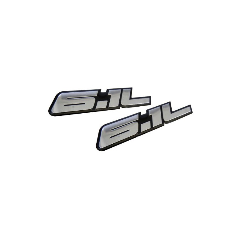 ERPART 6.1L Liter Silver Engine Real Polished Aluminum Emblem Badge
