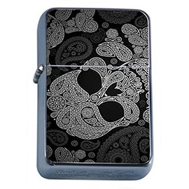 Sugar Skull Flip Top Oil Lighter D2 Day of The Dead Dia De Los Muertos Mexican Folk Art