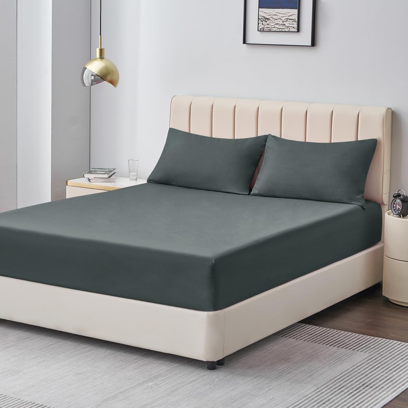 Aisbo King Size Fitted Sheet Dark Grey - Extra Deep