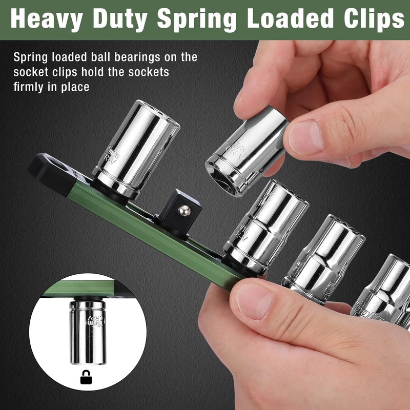 WORKPRO Magnetic Socket Organizer, 1/2-Inch Drive Aluminum Alloy Socket Rail,