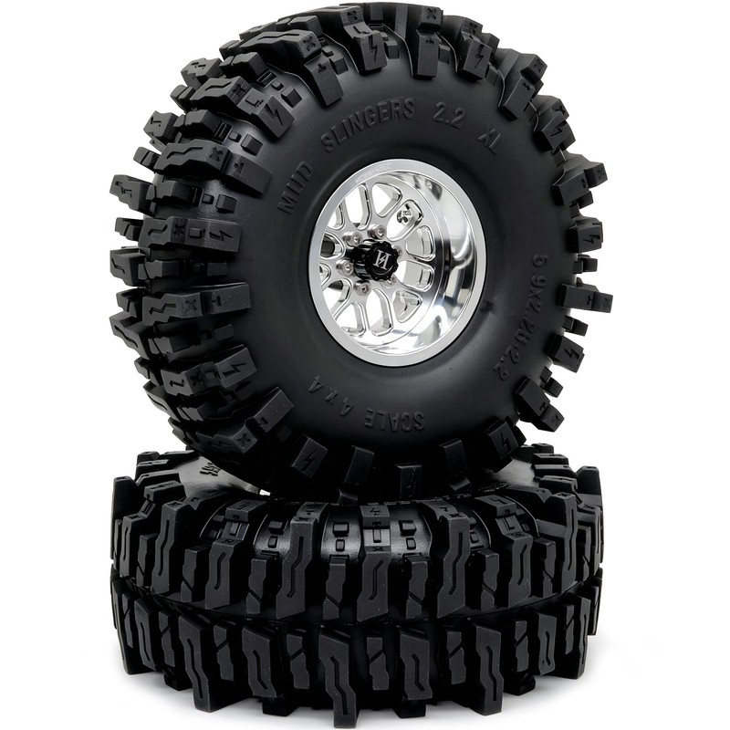 HOBBYSOUL 5.9'' Tall Mud Slingers XL RC 2.2 beadlock Wheels