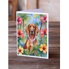 Caroline's Treasures Redbone Coonhound Luau Greeting Cards Pack of 8