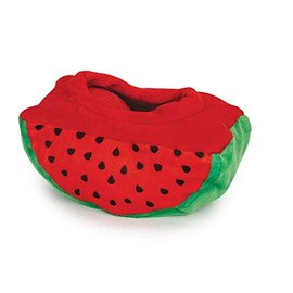 Dog Toys Fun Multi Sensory Interactive Perky Produce Crinkle Fabric Squeak Balls (Watermelon (Mini))