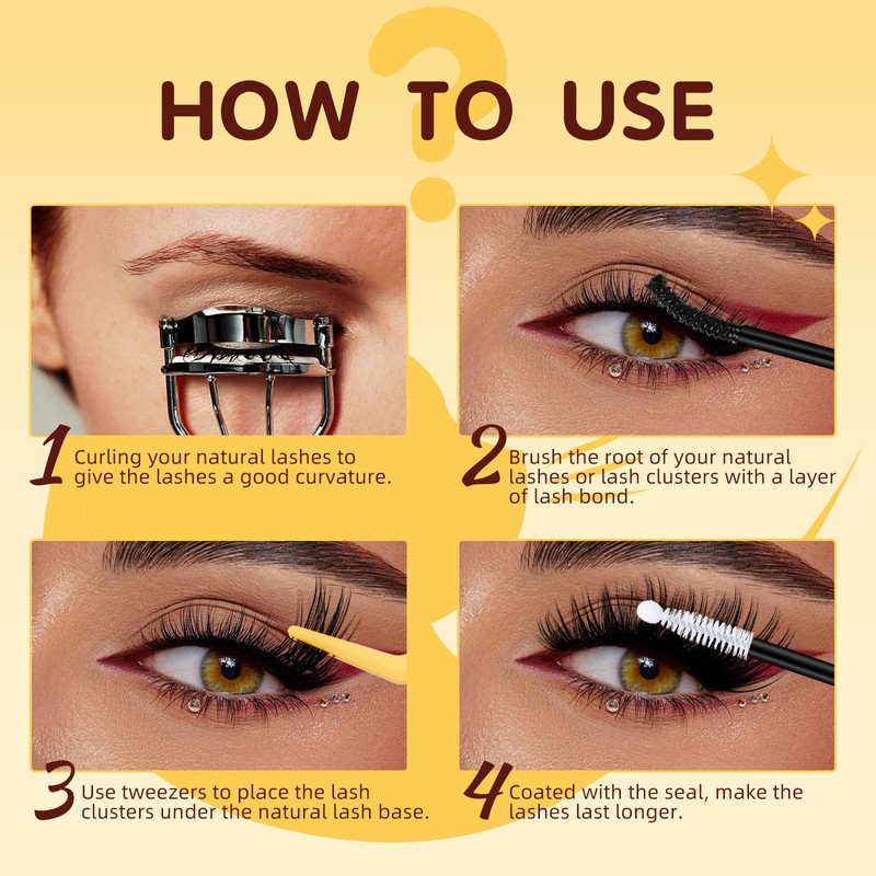 QUEWEL 84 Pieces Lash Clusters Kit 10-16 mm Cat Eye