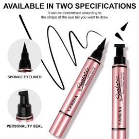 Black Eyeliner Stamp Stencil Pen - Versatile 2-in-1liquid Eyeliner Pencil Winged Eyeliner Stamp, Heart & Star Shapes, Long-lasting, Waterproof, Smudge-Proof Eyeliner Makeup Pen (03#Wing Stamp)