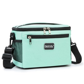 BEIMILY Lunch Box for Men/Women,Small Insulated Lunch Bag,Reusable LunchBox for work Picnic Hiking Beach,Leakproof Soft Cooler Tote Bag Organizer with Adjustable Shoulder Strap for Adults (Green Mint)