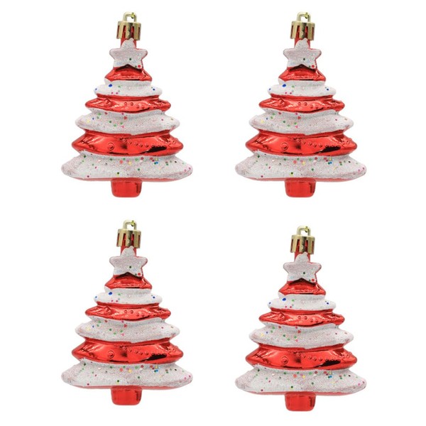 4 Pieces Christmas Tree Hanging Decorations Glitter Christmas Baubles Christmas