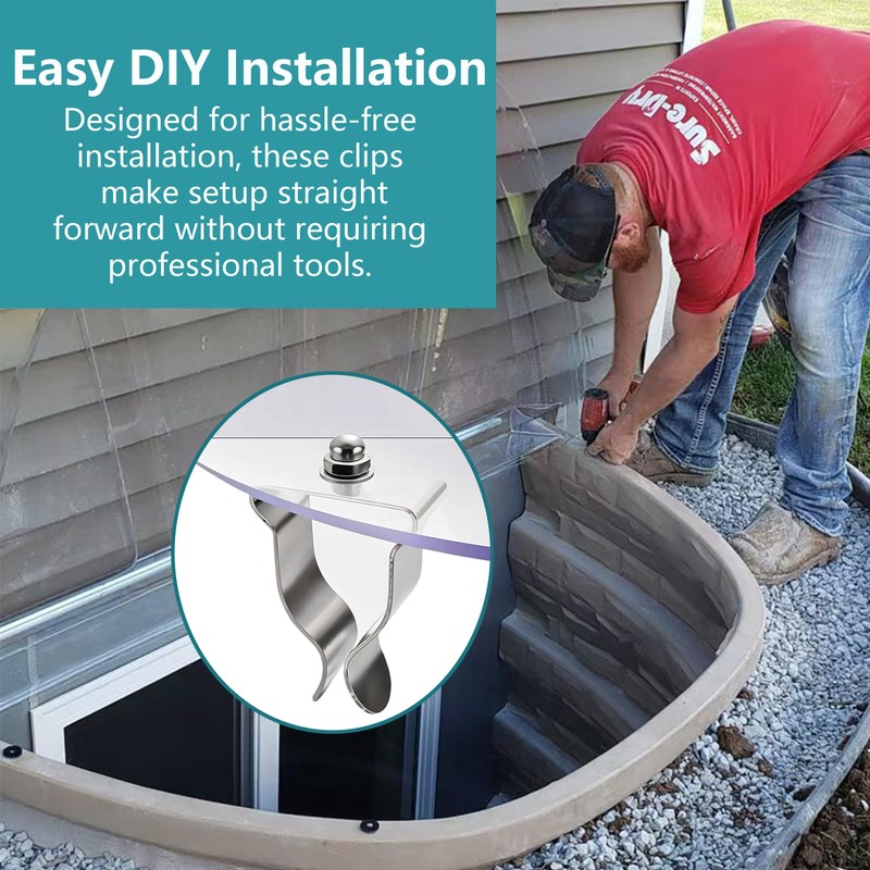 Basement Window Well Cover Spring Clips Hardware Kit for Basement