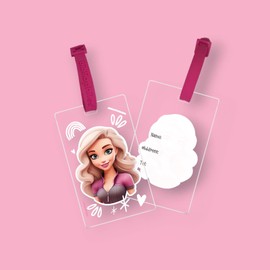 Bibliophiles Cute Girl Writable Transparent Bag Luggage Tags, PVC Luggage Labels for Suitcases with Name Address Phone Number Labels Travel Tag for Baggage Identity ID Labels for Trolley, Suitcase