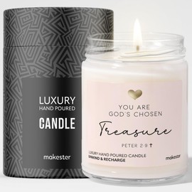 Gift for Christian - Luxury Soy Wax - Vanilla, Jasmine, Sugared Almond - Makester