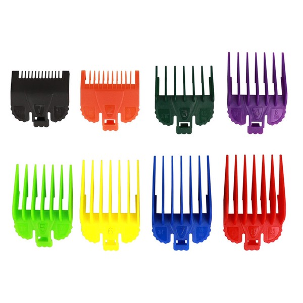 Layhou 8 Coloured Sliding Combs for Clippers, Hair Clippers, Comb Attachments, Set, Limit Combs, Guide Combs for Most Hair Trimmers
