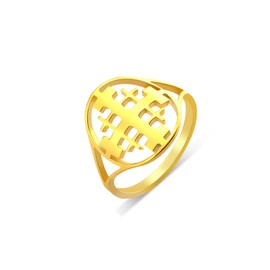 EUEAVAN Jerusalem Cross Ring for Women Jerusalem Crusader Ring for Men Jerusalem Medal Greek Medieval Christian Religious Jewellery Christening Gift, Stainless Steel