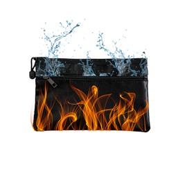 Fireproof Money Bag, Waterproof Money Bag, 10.5" x 7" Document Bag with Two Zippers and Pouches on Each Side, Bank Bag, Cash Bag, Keep Your Documents, Passport, Money Safe