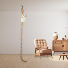 AquaLume Extra Long 7.9Ft Jute Rope Cat Wall Climber - Heavy Duty Wall Mounted Cat Climbing Pole with Secure Hooks, Indoor/Outdoor Furniture for Active