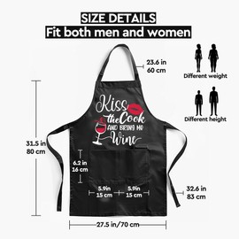 Apron with Kitchen Towel Pocket buddle with Oven Mitts &Pot Holders Sets 4pc Gifts for Women Wife Girlfriend Mom Grandmother,Cooking Kiss the Cook Baking Apron for Easter Birthday Mother's Day Gifts