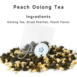 RIANTEA Peach Oolong Tea Bags - 32 Individually Wrapped Teabags (2.25oz/62g) - Low Caffeine, Smooth Flavor - Hot or Iced Tea - Original Leafy Tea