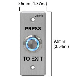 FPC-5405 Visionis VIS-7008 Outdoor Weather and Waterproof Stainless Steel Door Bell Type Round Request to Exit Button Slim Size for Door Access Control with Power Supply