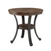 Brown and Black Wood Round Side Table Casual Oak Finish