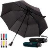 GORILLA GRIP Windproof Compact Stick Umbrella for Rain, One-Click Automatic