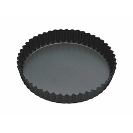 MasterClass Non-Stick Fluted Flan & Quiche Tin with Loose Base, Carbon Steel Bakeware for Sweet and Savoury Baking, Easy Release Design, 23cm, PFAS-Free Bakeware