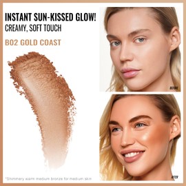 Oulac Bronzer Powder Face Makeup - Shimmering Bronzing Powder, Cream Bronzer Soft Touch, Sun-Kissed Natural Look, Aso for Blush, Highlighting, Contour, Vegan & Cruelty-Free B02