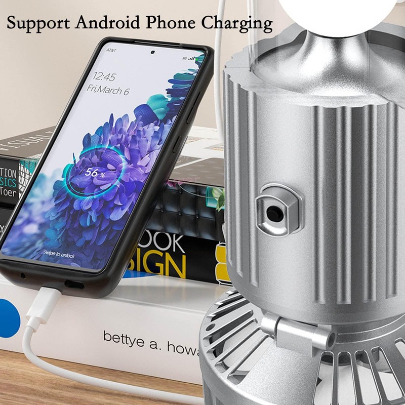 Camping Lantern with Fan, Flashlight Lantern Collapsible-USB Rechargeable, Solar &
