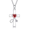 TRENSYGO White Gold 925 Sterling Silver Red Garnet Heart Cross