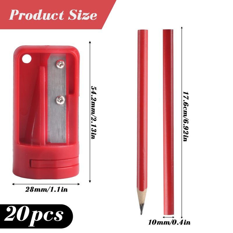 20 Pieces Carpenter's Pencils, Red Pencil, Construction Site, Construction Pencils,