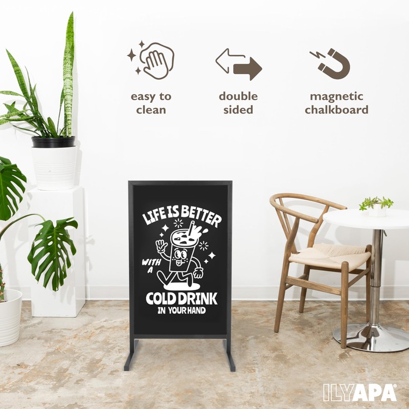 Ilyapa Metal Double Sided Swinging Chalkboard Sign - 22x37 inch