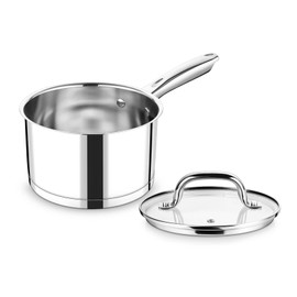 P&P CHEF 2 Quart Saucepan with Lid Set, Stainless Steel Small Cooking Pot Induction Sauce Pan for Pasta Soup, Ergonomic Handle & Tri-ply Base, Dishwasher Safe, 1 Pan