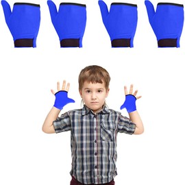 4 Pcs Thumb Sucking Guard Gloves,Kids Chewy Compression Glove,Kids Stop Thumb Sucking and Finger Biting for Ages 5-13 (Blue)