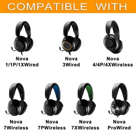 defean Wired Ear Pads Compatible with SteelSeries Arctis Nova Pro Wired, Nova 7, 3, 1, Extra Bass Noise Cancelling, Breathable Protein Leather and Foam - White