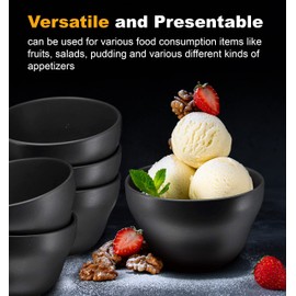 Bruntmor 8 Oz Ceramic Dessert Bowl Set of 6 in Matte Black, 8 Ounces Ceramic Chip and Dip Bowls, Small Ceramic Dish Set for Snacks, Nuts, Chip and Dip at Party and Thanksgiving (Classic)