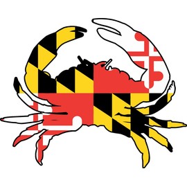 Crab Maryland Flag 3.5x4.1 inches Sticker Decal die Cut Vinyl - Made and Shipped in USA