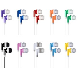 Wjjitan Kids Bulk Earbuds Headphones Earphones 50 Pack Multi Colored, Wholesale Disposable Ear Buds Individually Bagged for Schools, Classroom, Students, Libraries, Hospitals,Gifts(50Mixed)