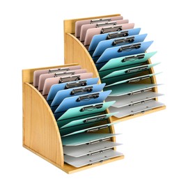 HULISEN 2 Pack Clipboard Holders, Wooden Clipboard Organizer with Raised Side Panel, Clip Board Storage Rack for Classroom and Office, Clip Boards not Included