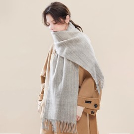 H.ROLET Womens Pashmina Shawl and Wraps, Gray Striped Shawl Wraps for Women, Soft Cashmere Scarf, Warm Shawls Scarves and Wraps